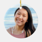 Abschluss Foto Rose Gold Glitzer Script Keepake Keramik Ornament (Hinten)