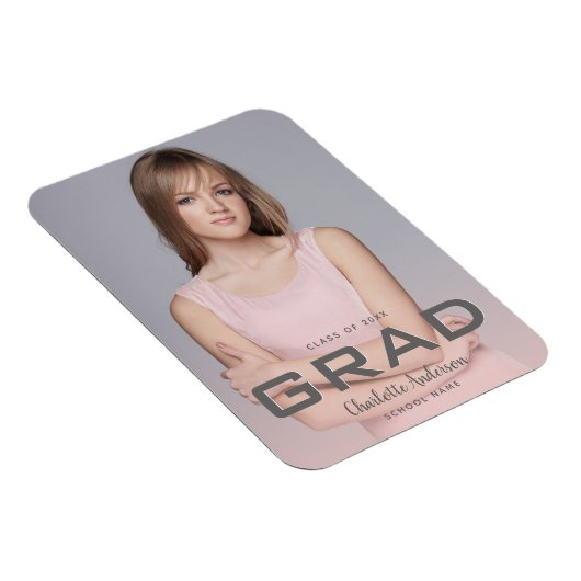 Abschluss Foto Rose Gold Moderne Magnet (Rechte Seite)