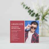 Abschluss Foto Rote Ankündigung Party Einladung (Stehend Vorderseite)