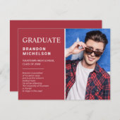 Abschluss Foto Rote Ankündigung Party Einladung (Vorne/Hinten)