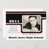 Abschluss Foto/Roter Streifen Einladung (Vorne/Hinten)