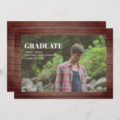 Abschluss Foto Rustikaler Holzschuppen Einladung (Vorne/Hinten)