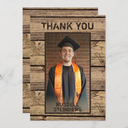 Abschluss Foto Rustikales Land Holz Danke (Vorne/Hinten)