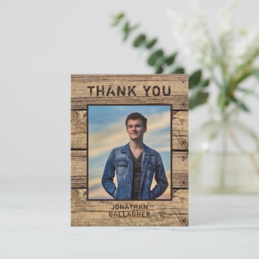 Abschluss Foto Rustikales Land Holz Danke (Stehend Vorderseite)