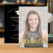 Abschluss Foto - Rustikales Skript mit Grad Party Folieneinladung