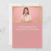 Abschluss Foto schlicht, modern pink Einladung (Rückseite)