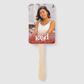 Abschluss Foto schlicht, modern und trendig, roter Fächer (Rückseite)