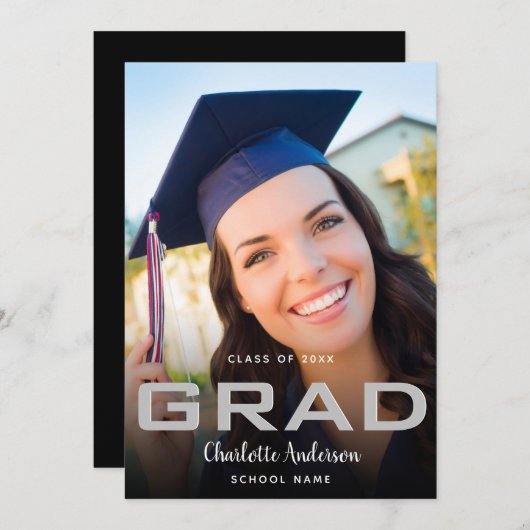 Abschluss Foto Schwarz Ankündigung (Vorne/Hinten)