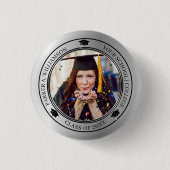 Abschluss Foto Silver Tone Grad Cap Jahr Button (Vorderseite)