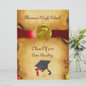 ABSCHLUSS FOTO TEMPLATE GOLD OWL EINLADUNG (Stehend Vorderseite)