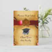 ABSCHLUSS FOTO TEMPLATE PARCHATE Red Wax Siegel Einladung (Stehend Vorderseite)