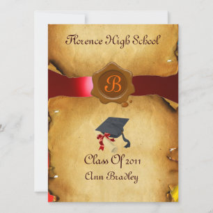ABSCHLUSS FOTO TEMPLATE PARCHATE Red Wax Siegel Einladung