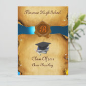 ABSCHLUSS FOTO TEMPLATE PARCHING Blue Wax Siegel Einladung (Stehend Vorderseite)