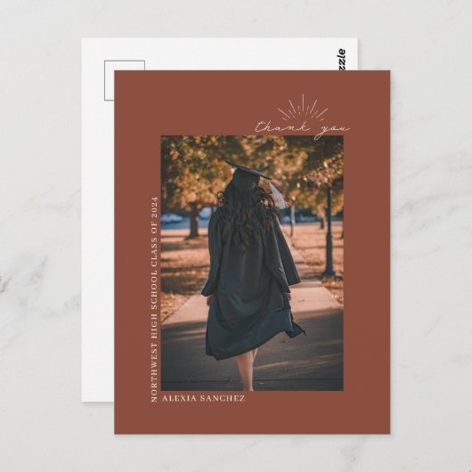 Abschluss Foto Terracotta Linie Art Vielen Dank Postkarte (Vorne/Hinten)