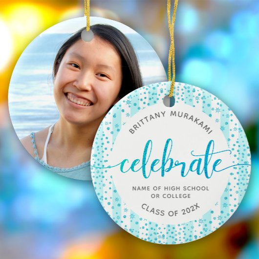 Abschluss Foto Türkisfarbener Glitzer Skript Keepa Keramik Ornament