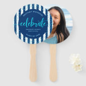 Abschluss Foto türkisfarbenes Skript auf Marine-Ke Fächer (Vorne und Hinten)