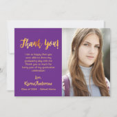 Abschluss Foto Vielen Dank, dass Sie lila Gold Einladung (Vorderseite)