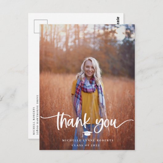 Abschluss Foto Vielen Dank Postkarte (Vorne/Hinten)