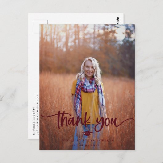 Abschluss Foto Vielen Dank Postkarte (Vorne/Hinten)