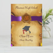 ABSCHLUSS FOTO-VORLAGE PARCHMENT Wachs Siegel Einladung (Stehend Vorderseite)