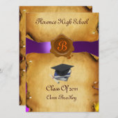 ABSCHLUSS FOTO-VORLAGE PARCHMENT Wachs Siegel Einladung (Vorne/Hinten)