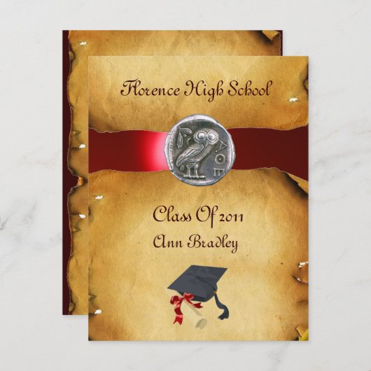 ABSCHLUSS FOTO-VORLAGE SILVER OWL EINLADUNG (Vorne/Hinten)