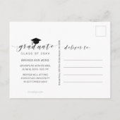 Abschluss Foto White Script Royal Blue 2025 Ankündigungspostkarte (Rückseite)