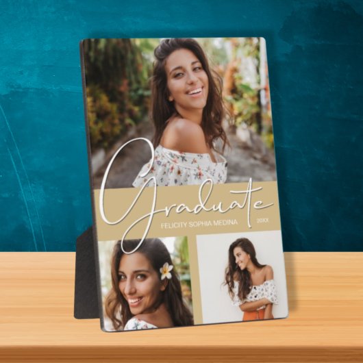 Abschluss-FotoCollage auf Light Gold Plaque Fotoplatte