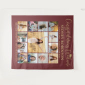 Abschluss FotoCollage Burgundy & Gold Hintergrund Wandteppich (Vorderseite (Horizontal))