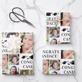 Abschluss-Fotocollage HERZLICHEN GLÜCKWUNSCH Name Geschenkpapier Set