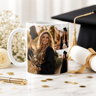Abschluss-Fotocollage Kappe und Robe Kaffeetasse