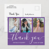 Abschluss FotoCollage Lila Vielen Dank Postkarte (Vorne/Hinten)