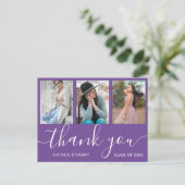 Abschluss FotoCollage Lila Vielen Dank Postkarte (Stehend Vorderseite)