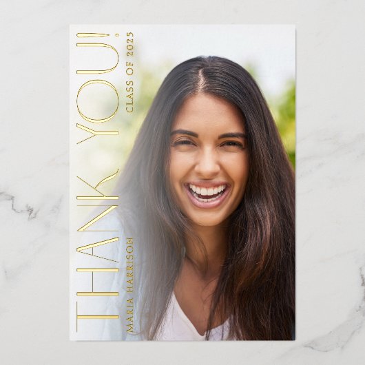 Abschluss Fotos Elegante Foil Danke Karte (Vorderseite)