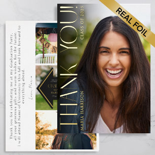 Abschluss Fotos Elegante Foil Danke Karte