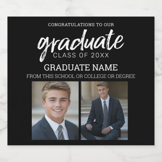 Abschluss Fotos Graduate - Fotos - Schwarz Bierflaschenetikett (Einzelnes Label)