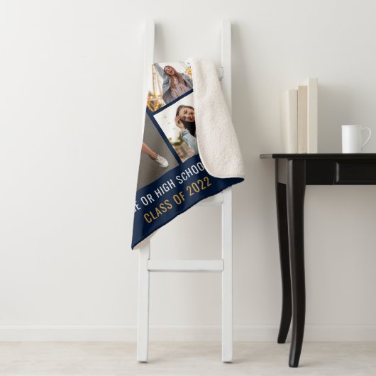 Abschluss Fotos Navy Blue Grad 2025 Sherpadecke (Beispiel)