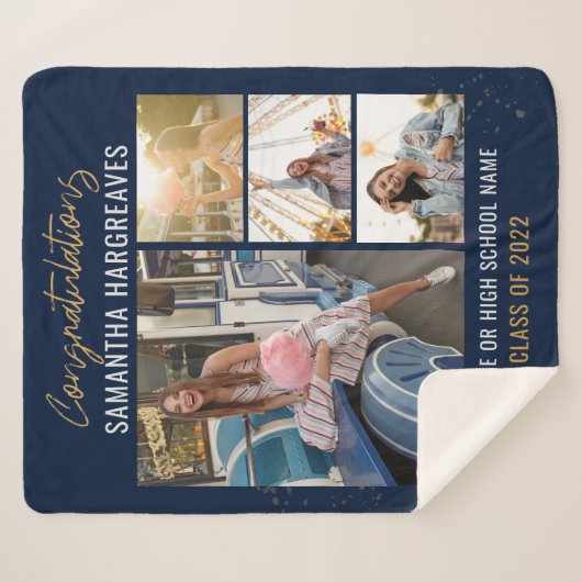 Abschluss Fotos Navy Blue Grad 2025 Sherpadecke (Vorderseite (Horizontal))