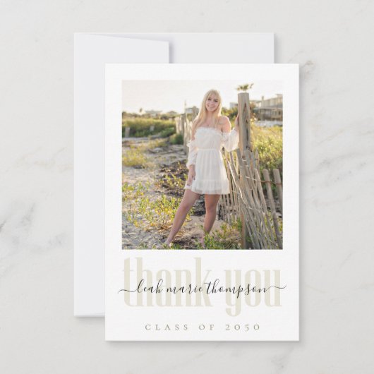 Abschluss-Fotovorlage - Gold-Script Dankeskarte (Vorderseite)