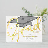 Abschluss-Fotovorlage - Klassisches Skript Folieneinladung (Stehend vorne)