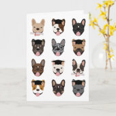 Abschluss French Bulldog Faces Karte (Gelbe Blume)