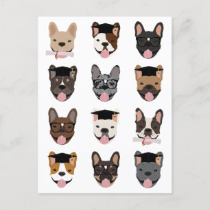 Abschluss French Bulldog Faces Postkarte