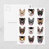 Abschluss French Bulldog Faces Postkarte (Vorne/Hinten)