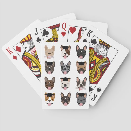 Abschluss French Bulldog Faces Spielkarten (Rückseite)