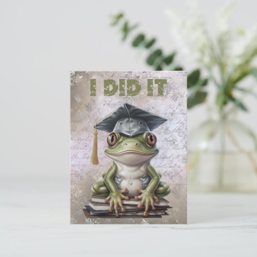 Abschluss Frosch Wasserfarbe Postkarte (Stehend Vorderseite)