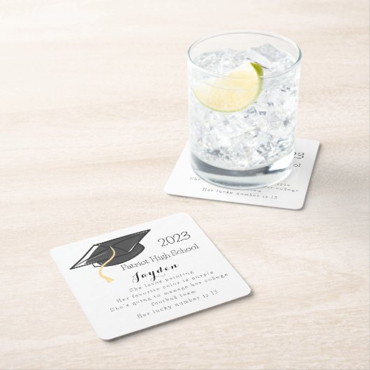 Abschluss Fun Fakten Grad Cap Custom Rechteckiger Pappuntersetzer (Vor Ort)