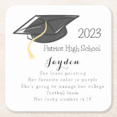 Abschluss Fun Fakten Grad Cap Custom Rechteckiger Pappuntersetzer (Vorderseite)