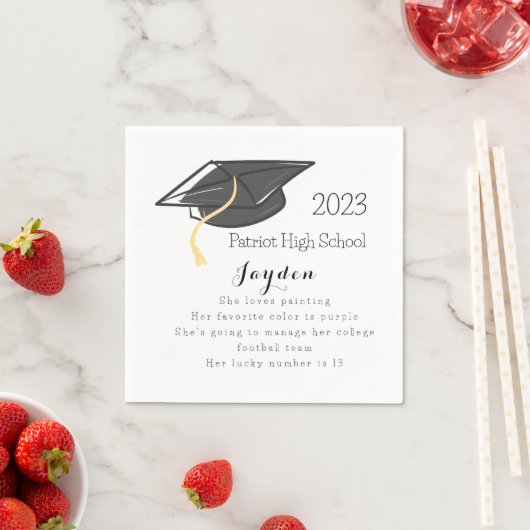 Abschluss Fun Fakten Grad Cap Custom Serviette (Beispiel)