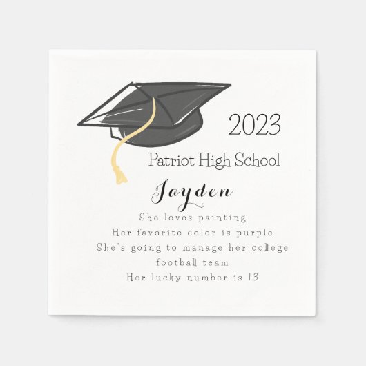 Abschluss Fun Fakten Grad Cap Custom Serviette (Vorderseite)
