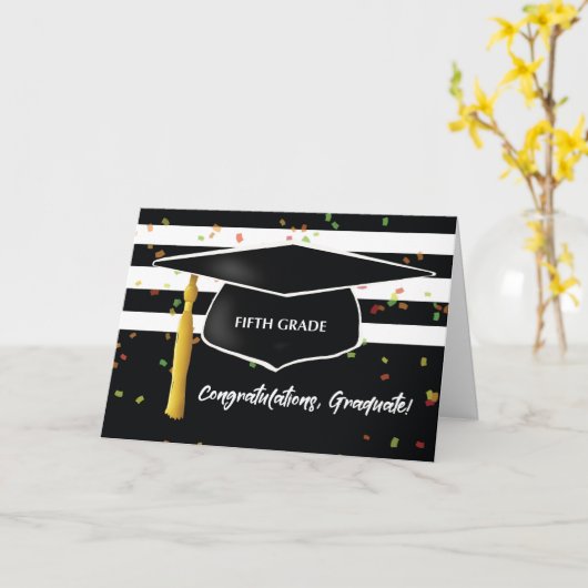 Abschluss Fünfte Klasse mit Deckel und Schwarz-wei Karte (Gelbe Blume)